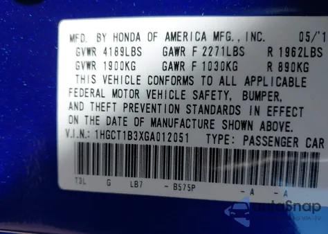 2016 Honda Accord Lx-S from USA, damaged, VIN 1HGCT1B3XGA012051